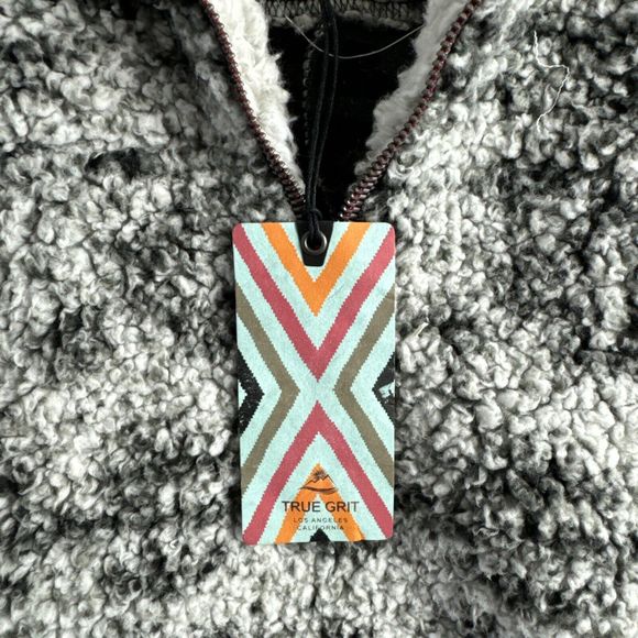 True Grit Sherpa Fleece Mens Pullover Sweater Small Gray Quarter Zip Warm - Picture 4 of 7